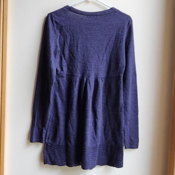 Daisy Fuentes Long Sleeve Navy Blue Scoop Neck Baby Doll Sweater Size Large - Picture 12 of 16